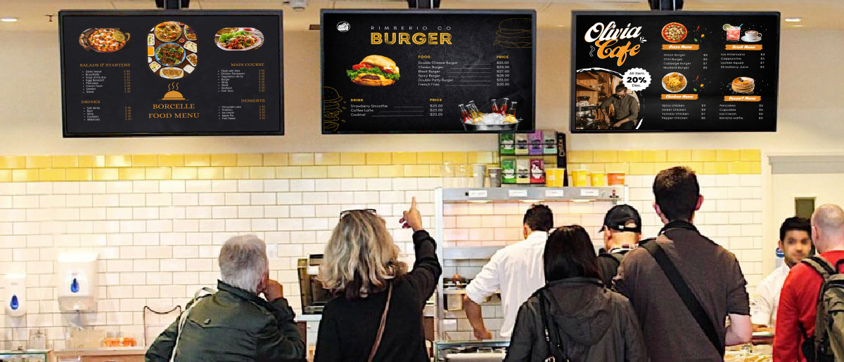 Food pricing showing on digital menu board