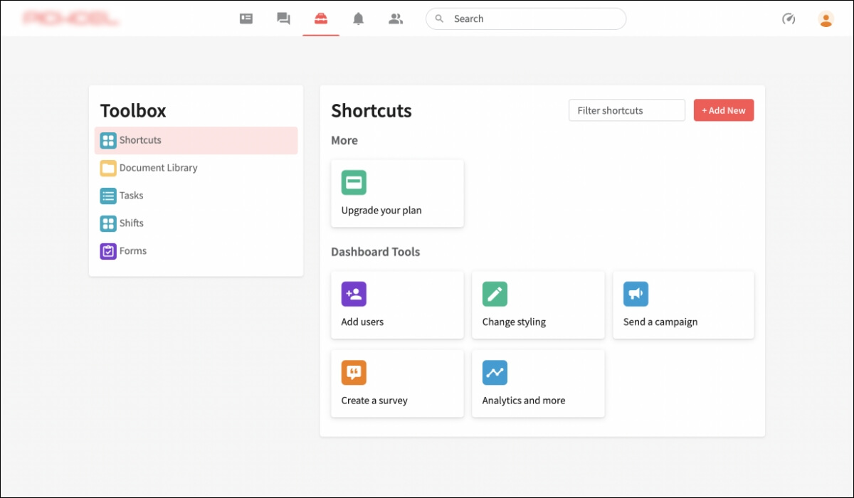 Snippet of Beekeeper's shortcuts and dashboard tools