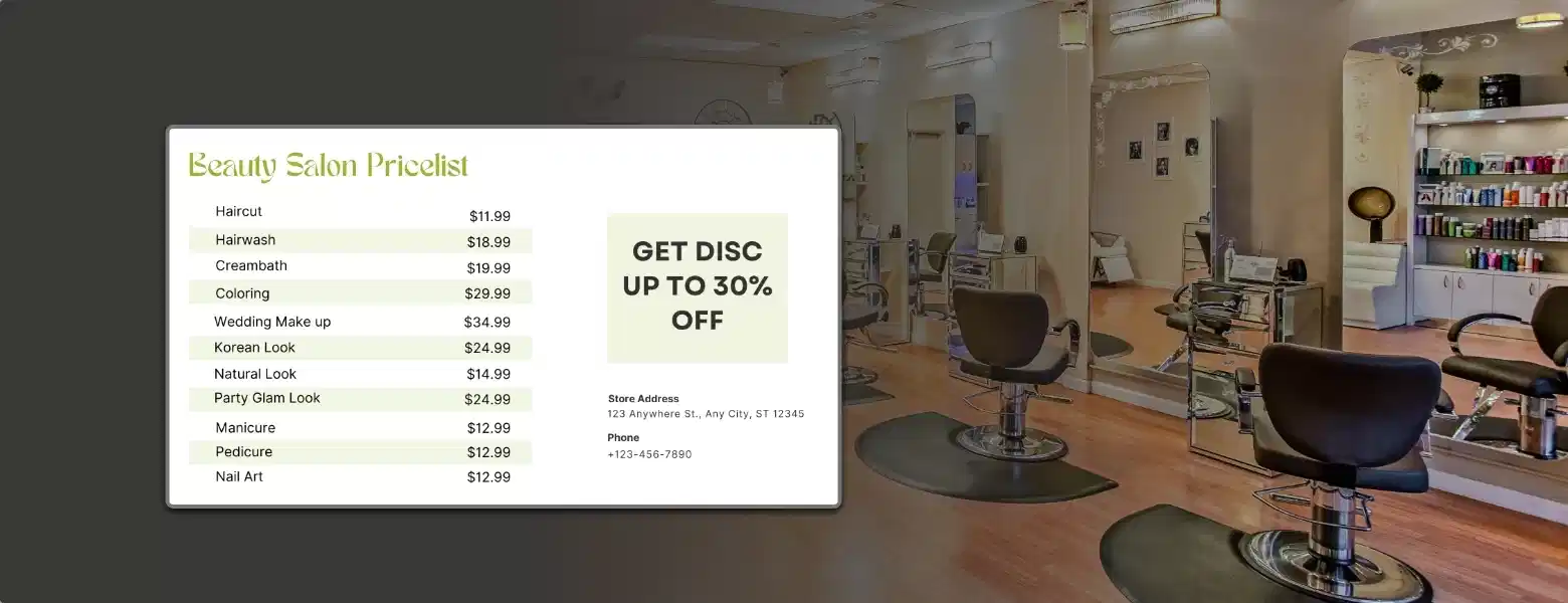 My Salon Suite digital signage deployment powered by Pickcel