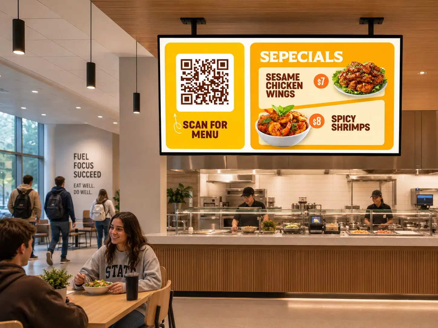 University cafeteria digital menu board
