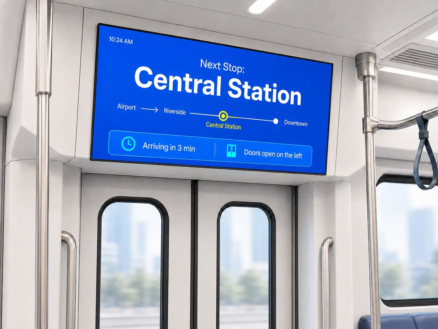Train station platform using Pickcel digital signage for real-time departure boards and passenger information