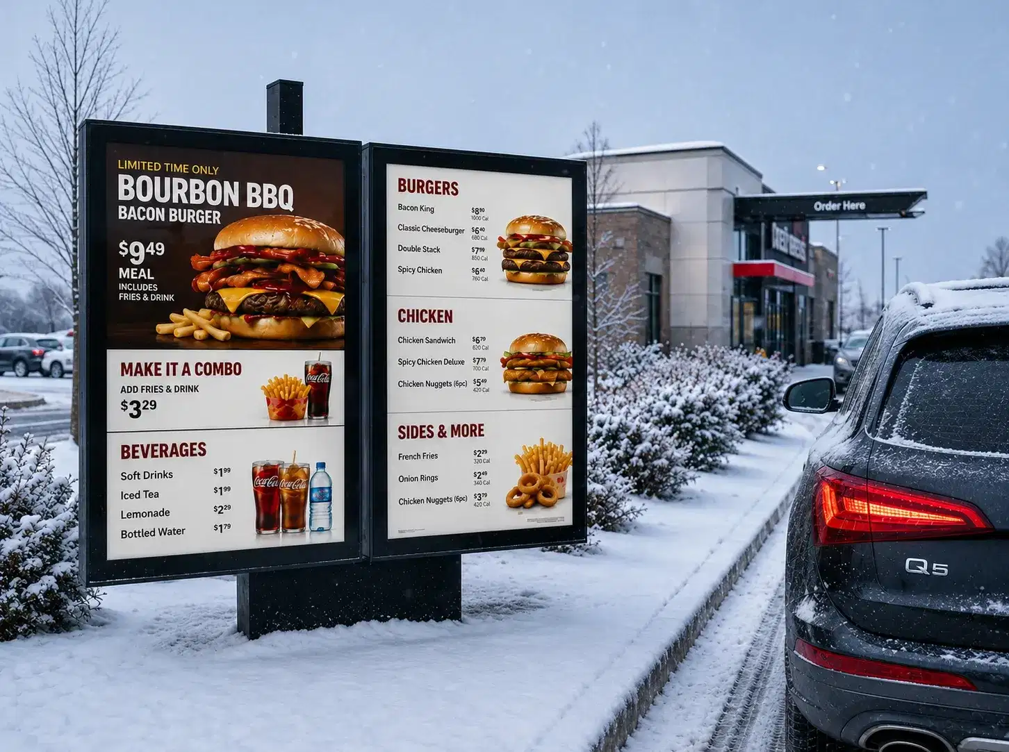 Pickcel weatherproof outdoor menu board enclosure