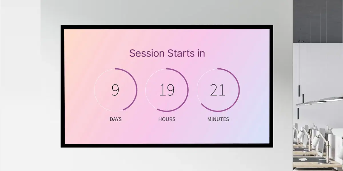 Corporate and events using countdown timer on digital signage