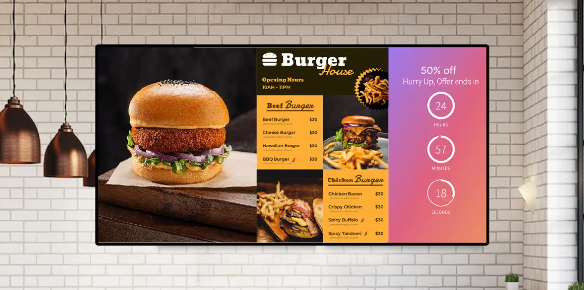 Retail and QSR using countdown timer on digital signage