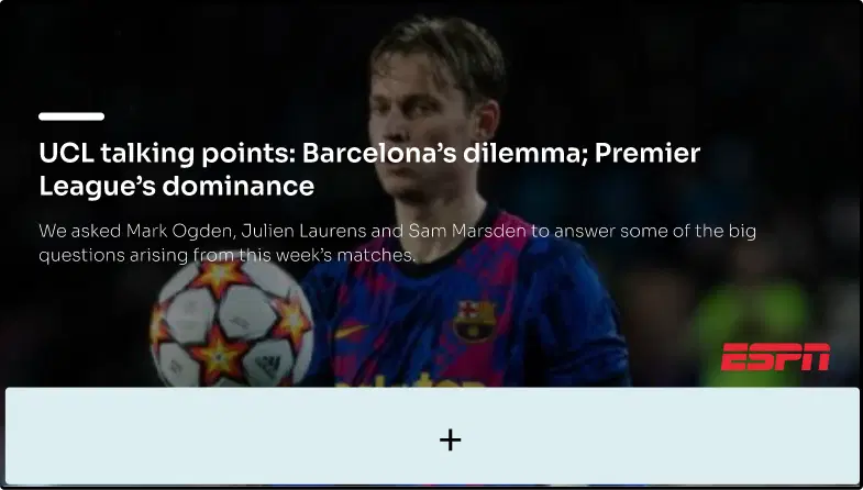 Step 2: Digital signage software interface showing composition window with ESPN News app feed being displayed on the top