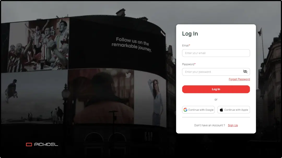 Step 3: Digital signage software interface login page