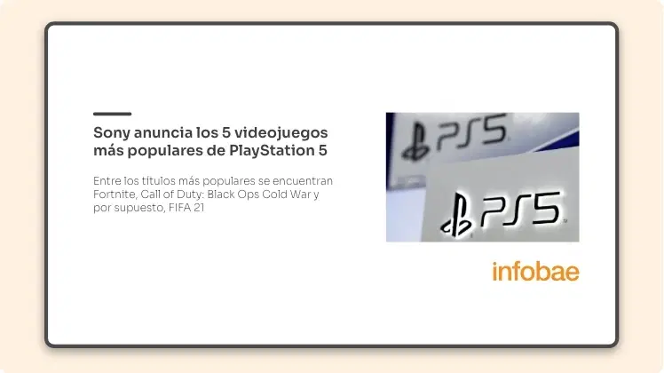 Digital signage screen showing local news feeds from Pickcel's Infobae news app