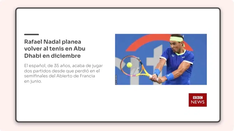 Digital signage screen showing local news feeds from Pickcel's BBC Mundo news app