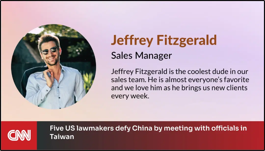 Step 3: Digital signage software interface showing composition window with CNN news App and Meet Your Team app feeds