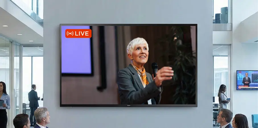 Corporate offices using stream app on digital signage