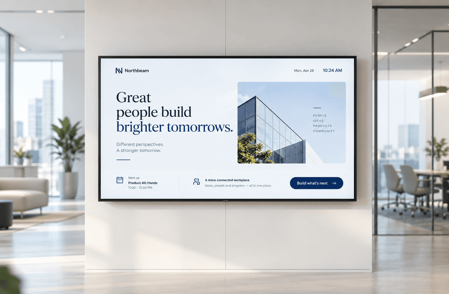 Illustrative digital signage screen, not a Navori product screenshot