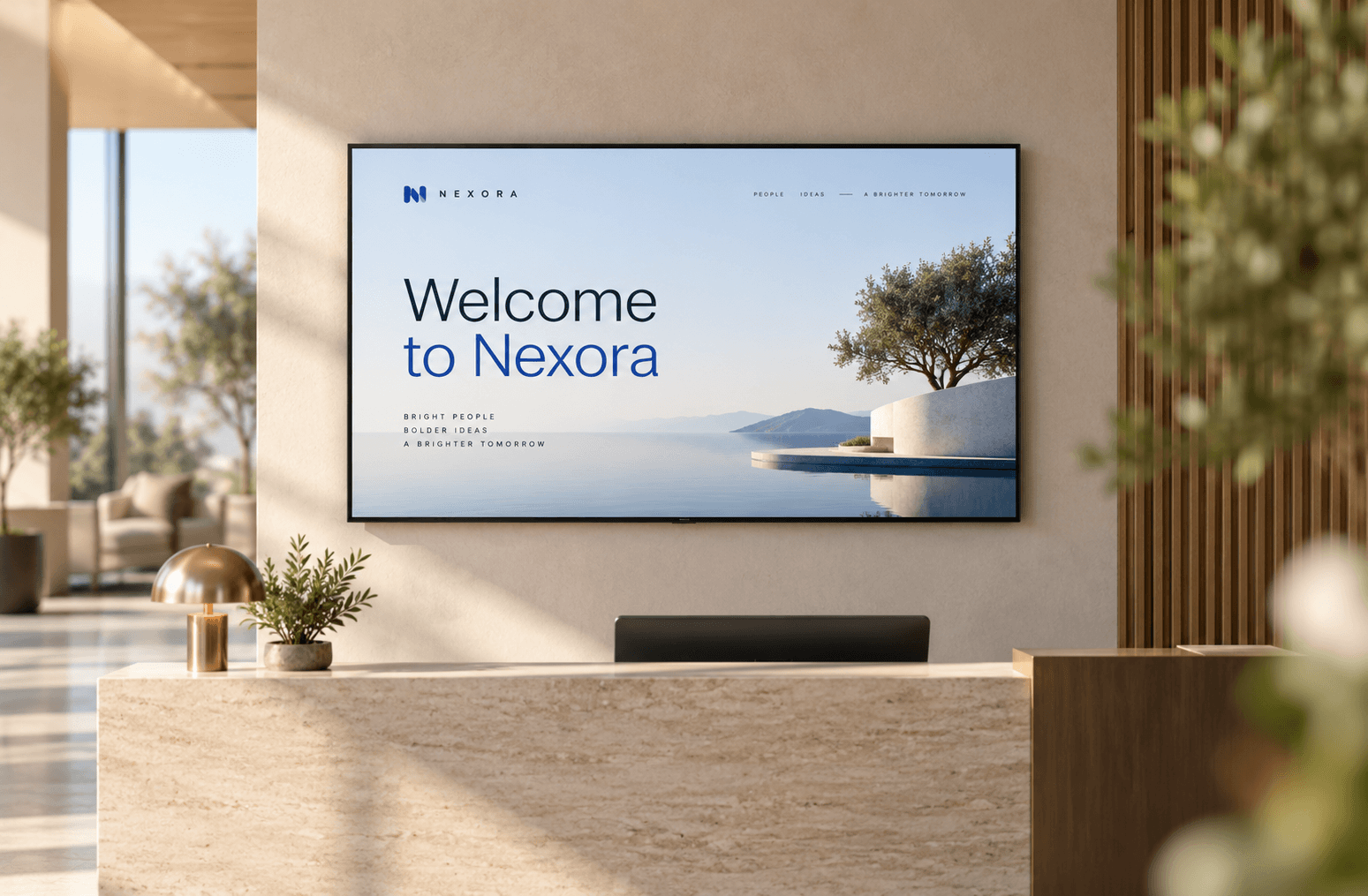 Illustrative digital signage screen, not a Pickcel product screenshot