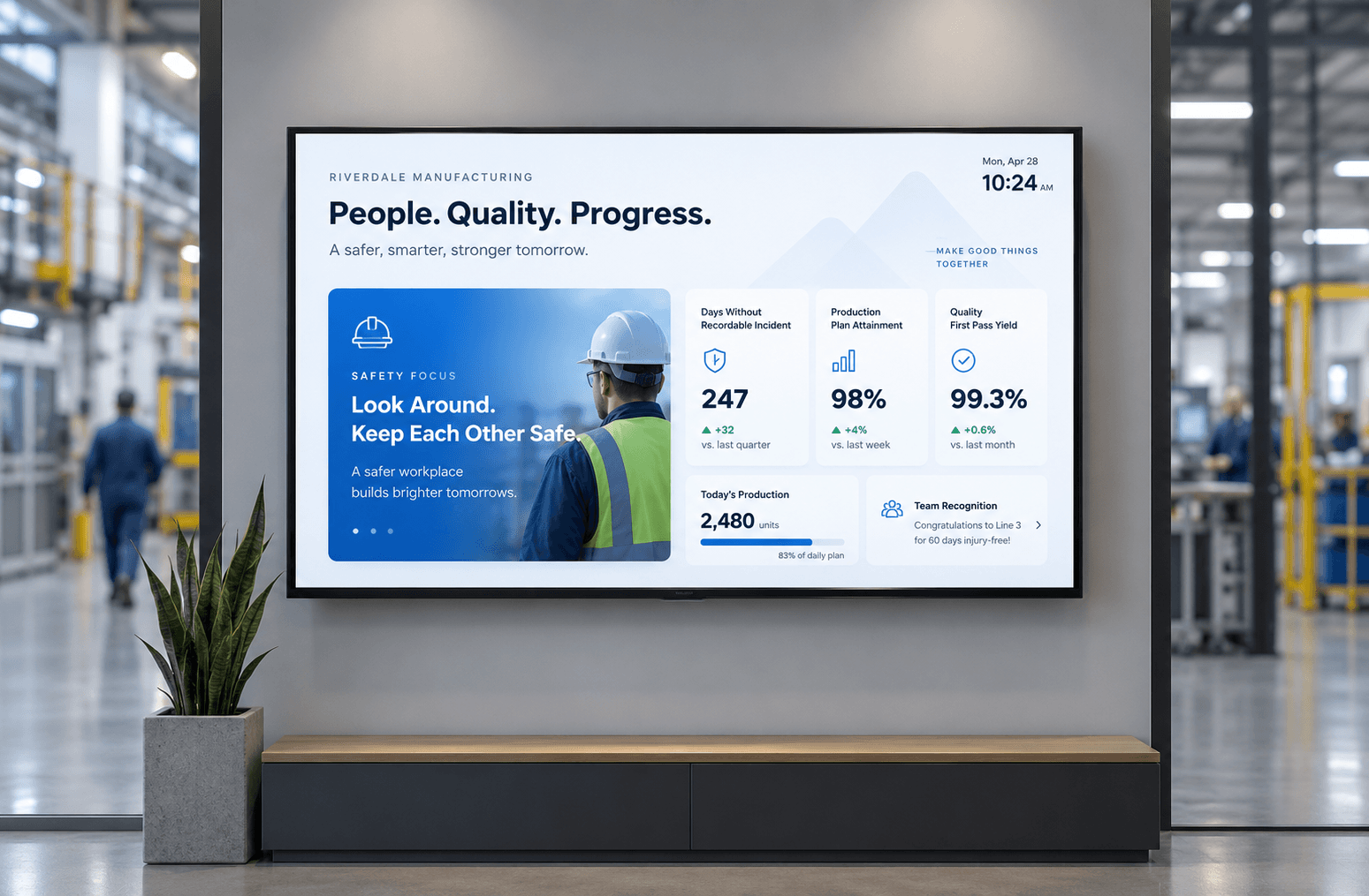 Illustrative digital signage screen, not a ScreenCloud product screenshot