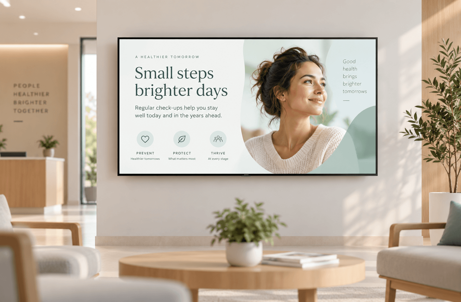 Illustrative digital signage screen, not a Screenly product screenshot