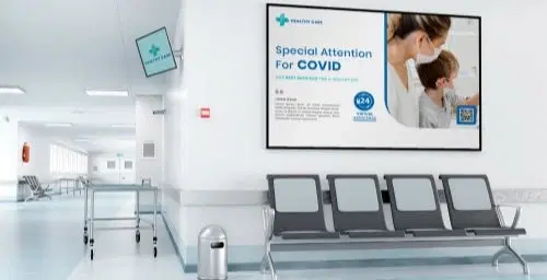 Manipal Hospitals equipped with digital signage managed by Pickcel's digital signage software to display hospital information.
