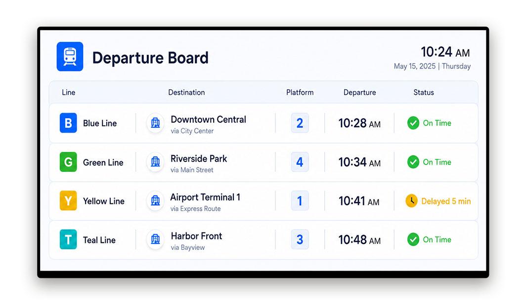 Transportation hub digital signage with BrightSign player