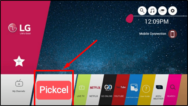 LG webOS Home Screen with Pickcel App