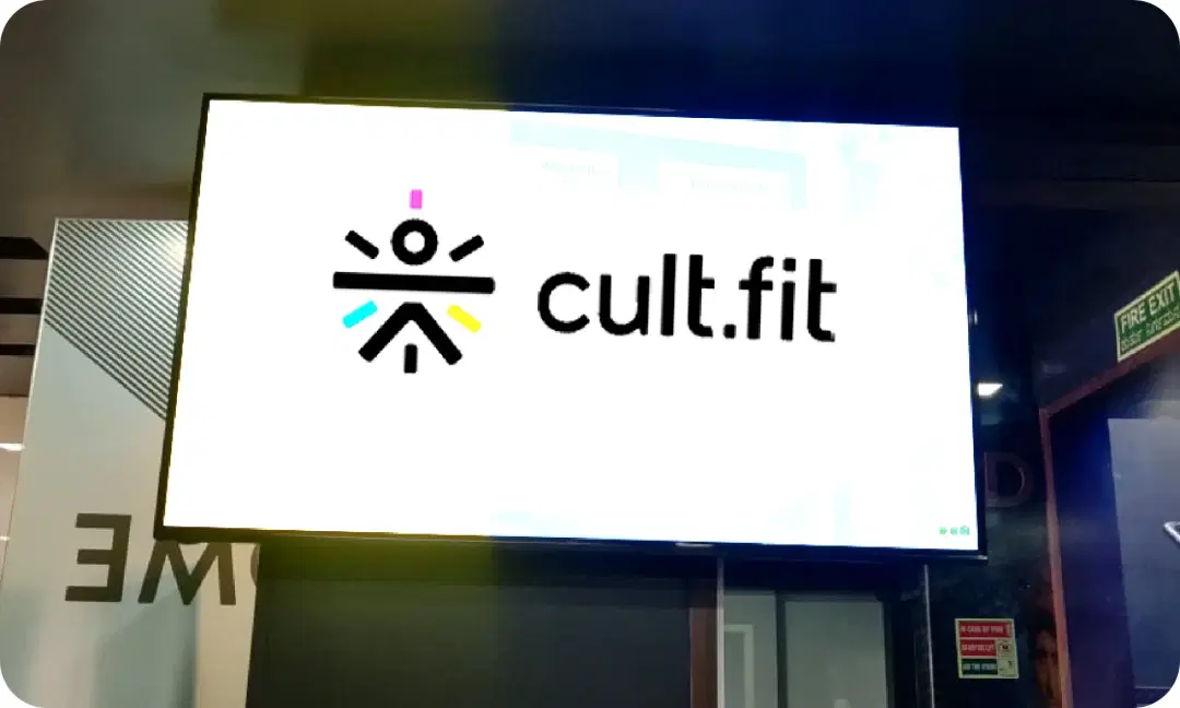 Pickcel powered Digital signage display at Cult.fit store