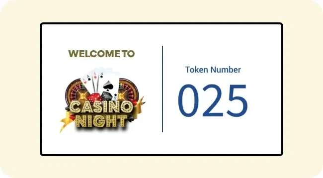 Digital signage screen showing queue management and customer service at casino Digital signage screen showing queue management and customer service at casino