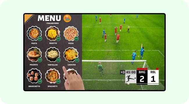 Digital screen showing interactive experiences and engaging displays at stadium