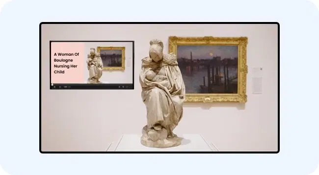 Digital display showing contextual information about museum artifacts Digital display showing contextual information about museum artifacts