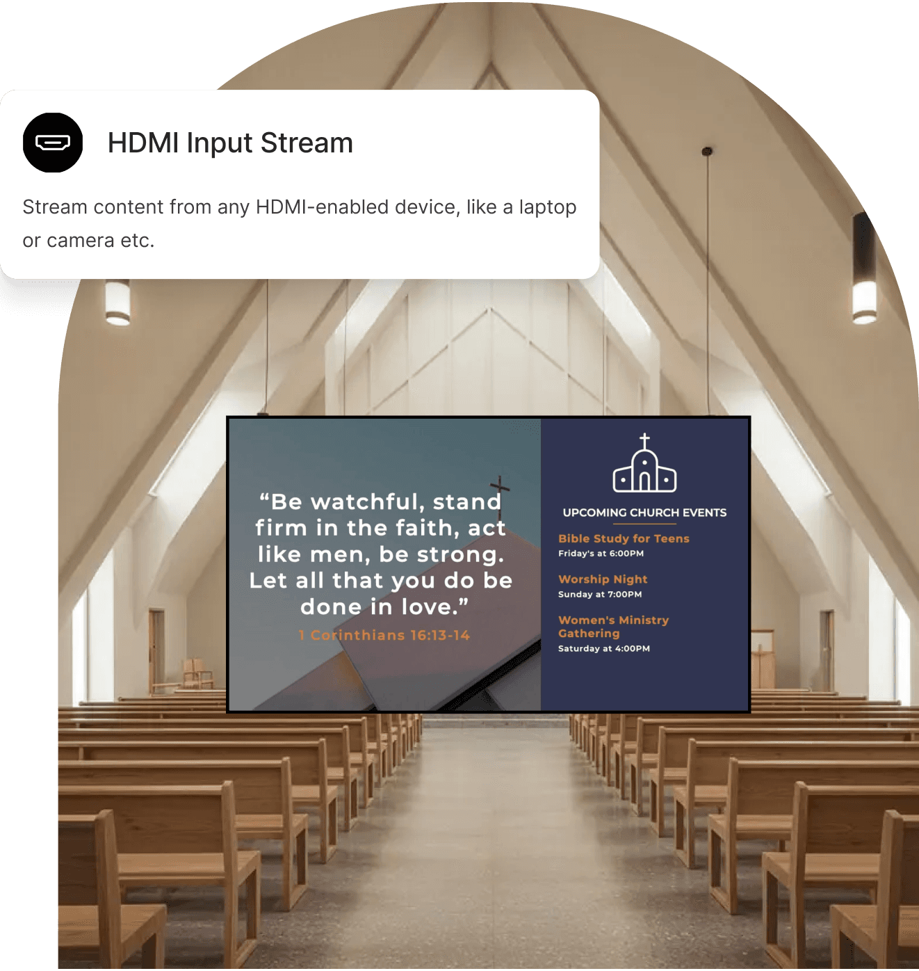 Religious digital signage working offline