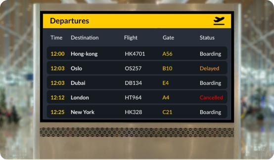 Airport digital signage