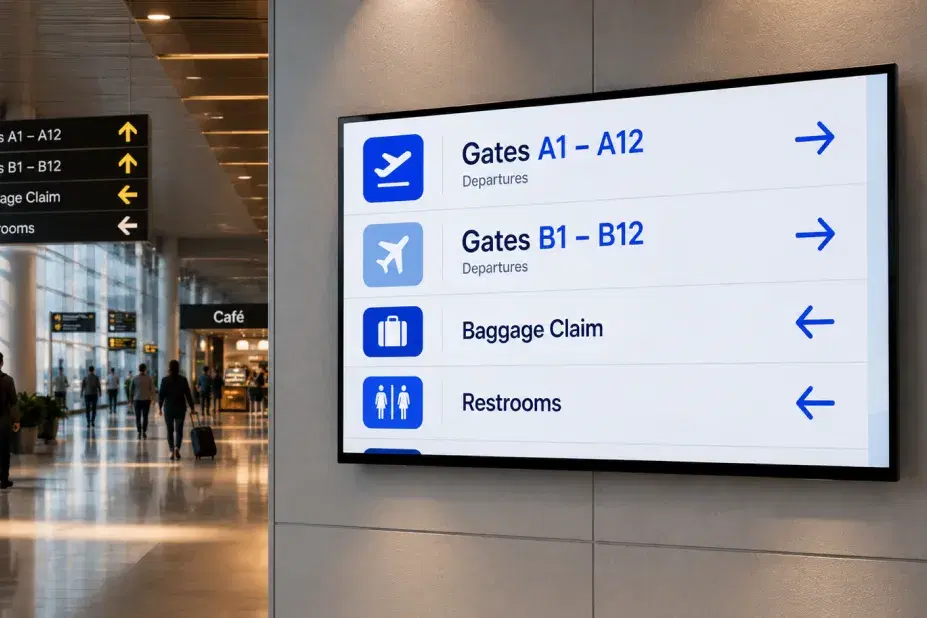 Transit hub wayfinding digital signage