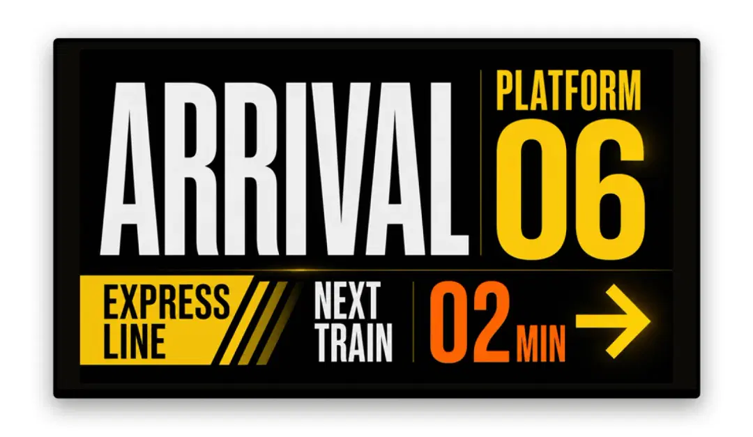 Train station platform using Pickcel digital signage for real-time departure boards and passenger information