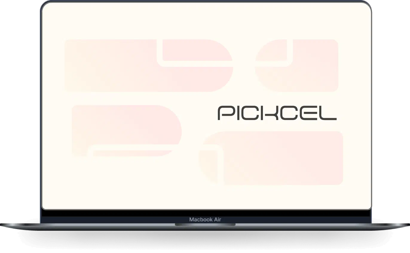 Laptop showing Pickcel digital signage software dashboard loading screen