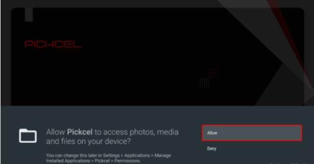 Allow permissions for Pickcel