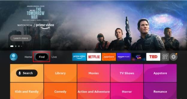 Find option on Fire TV home page