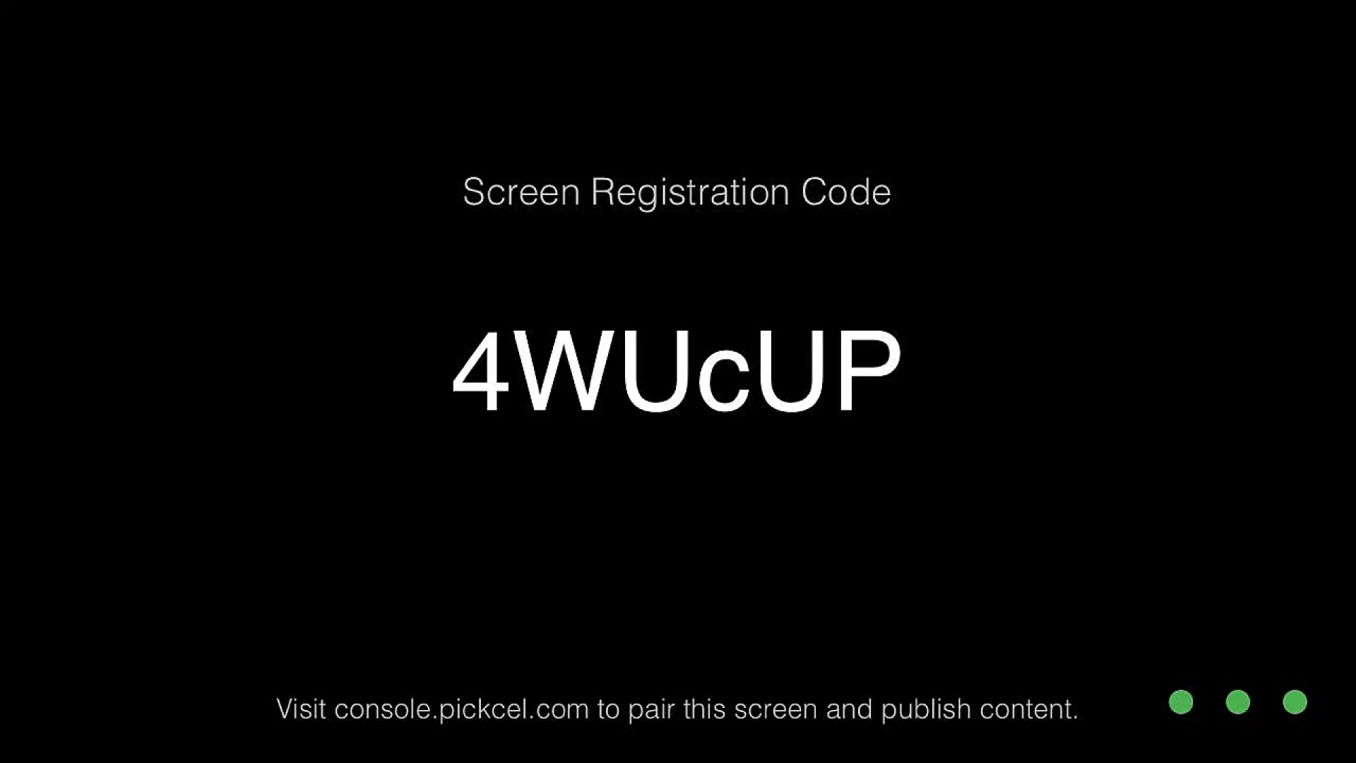 Apple device screen showing unique screen registration code