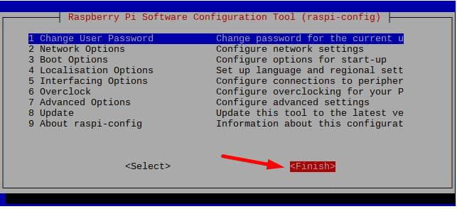 Finish configuration