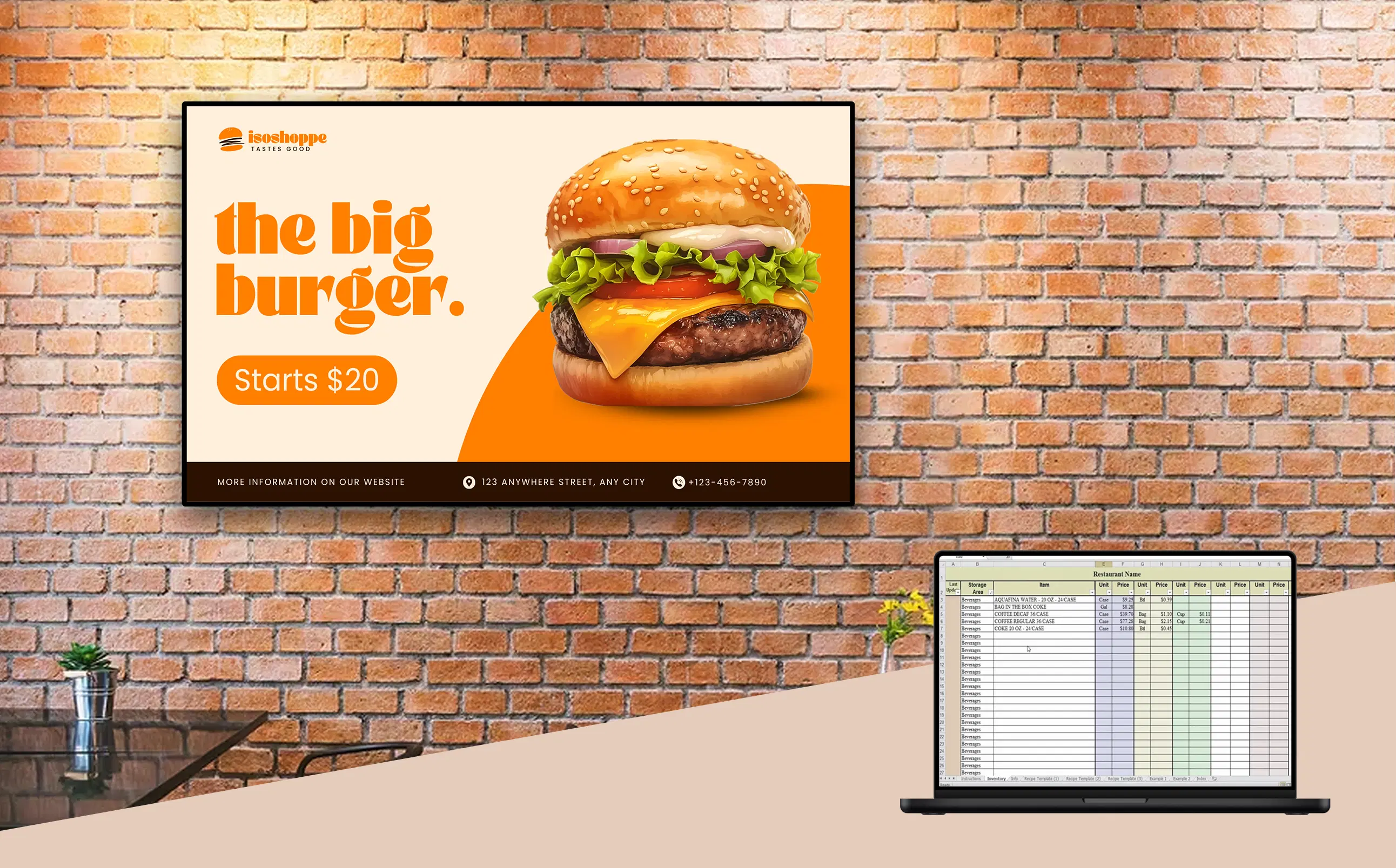 Pull Menus Directly from Google Sheets or Excel digital menu board feature