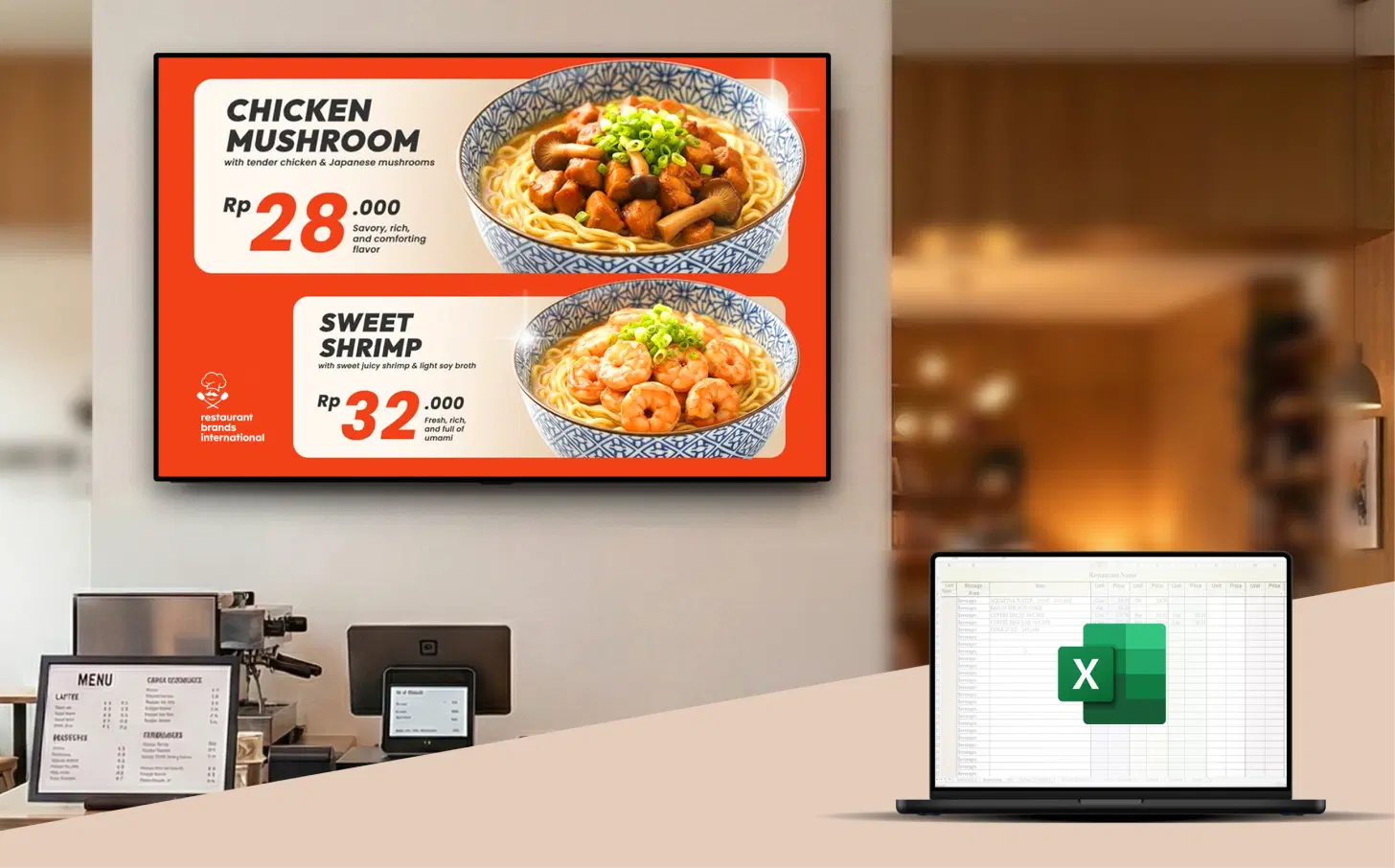 Pull Menus Directly from Google Sheets or Excel digital menu board feature