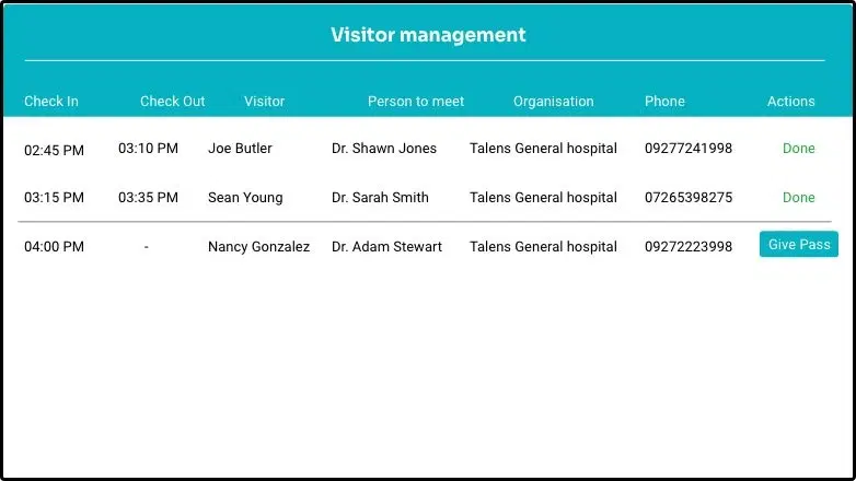 Receptionist approval and badge issuance