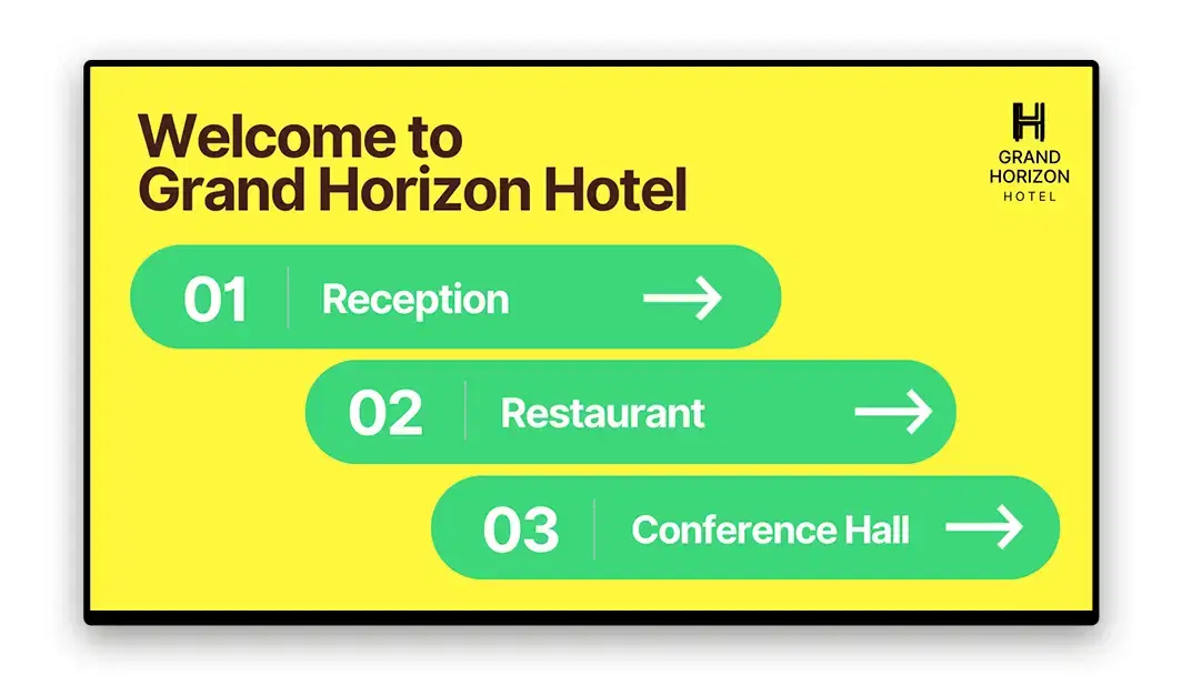 Hotel and conference venue digital wayfinding signage