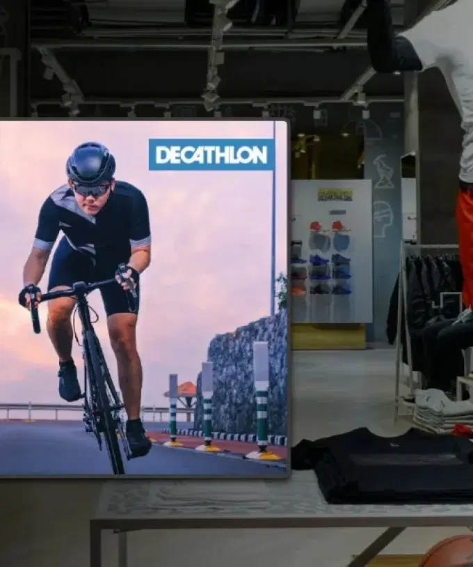 Sports retailer giant Decathlon showing offer using Pickcel digital signage solution
