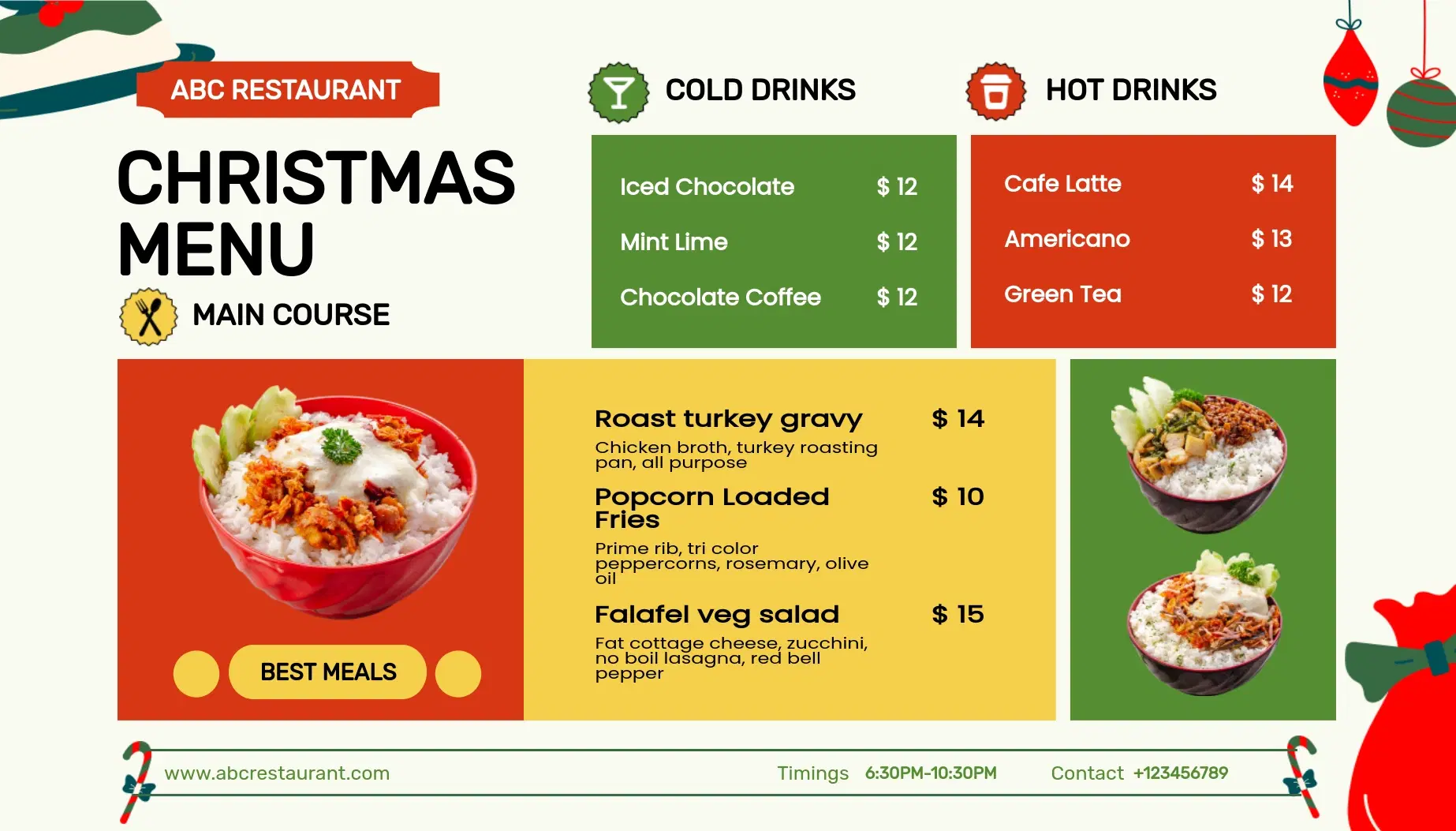 Christmas Restaurant Menu