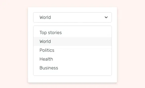 BBC news category selection screenshot