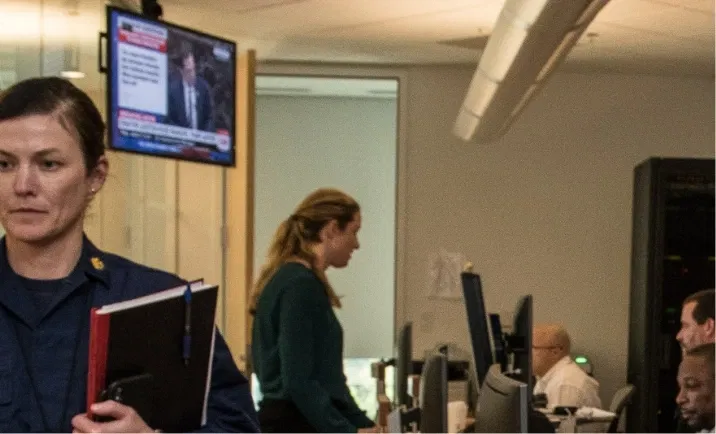 Public sector office digital signage screen showing local news feed from Pickcel's digital signage software