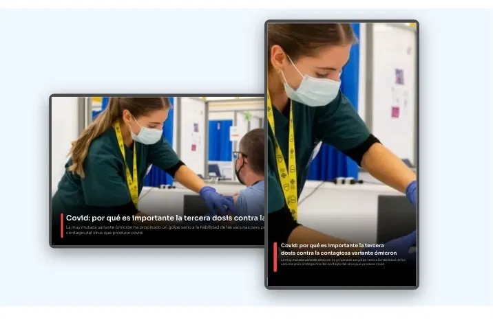 Digital signage local news apps layout preview showing app data fit into any layout and adjusts to screen size and orientation