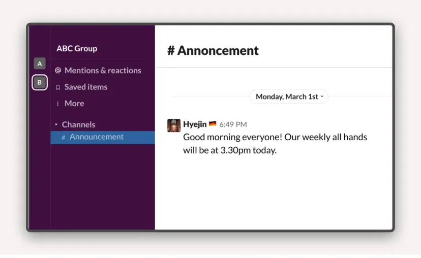 Digital signage Slack app option to control the post frequency that can be displayed