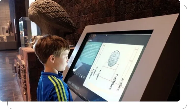 Digital screen showing educational content and interactive learning modules Digital screen showing educational content and interactive learning modules