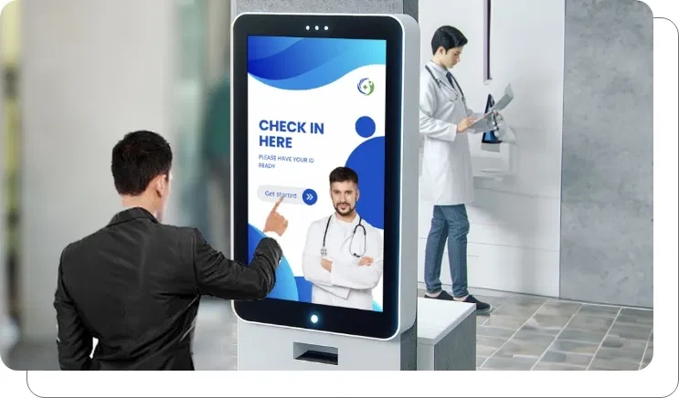 An office digital screen wth a welcome onboard message An office digital screen wth a welcome onboard message