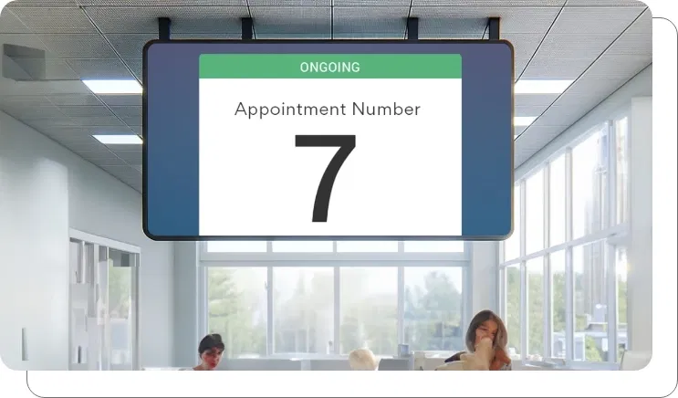 An office digital signage screen showing appointment information An office digital signage screen showing appointment information