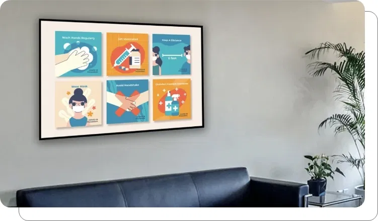 A digital signage screen showing educational health content A digital signage screen showing educational health content