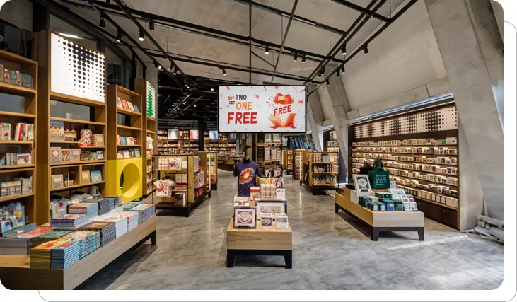 Digital signage promoting special offers in gift stores Digital signage promoting special offers in gift stores