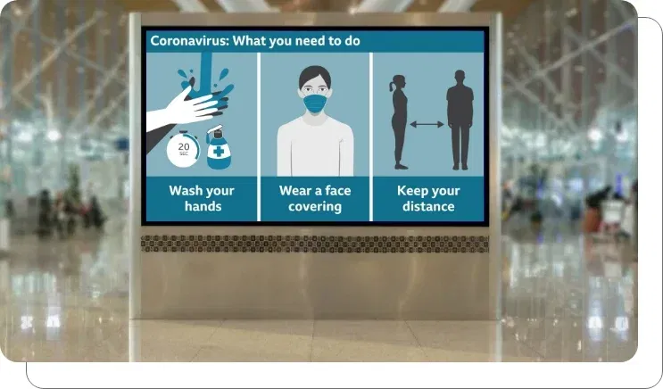 Airport digital signage showing essential information Airport digital signage showing essential information